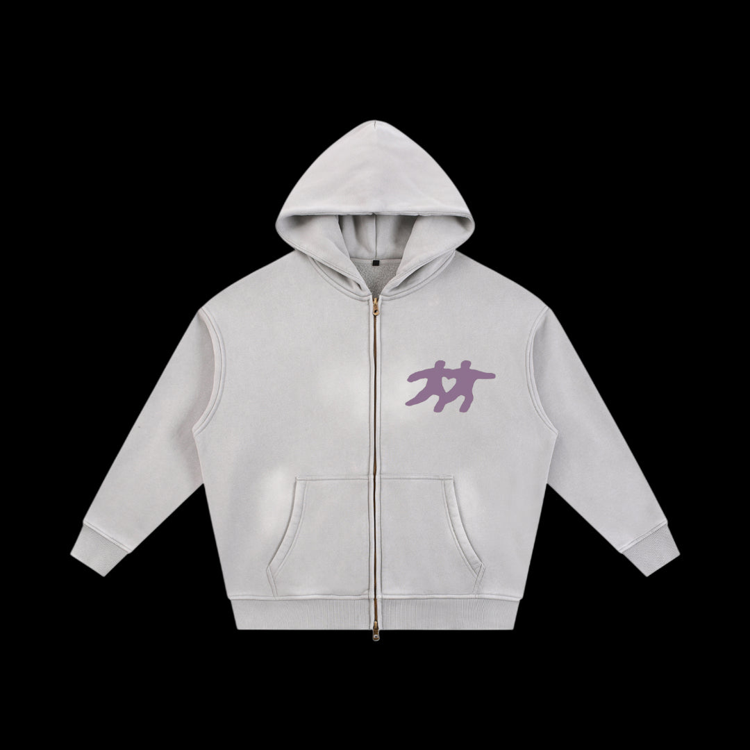 "Requited Love" Sunfaded Zip Up (Light Purple)